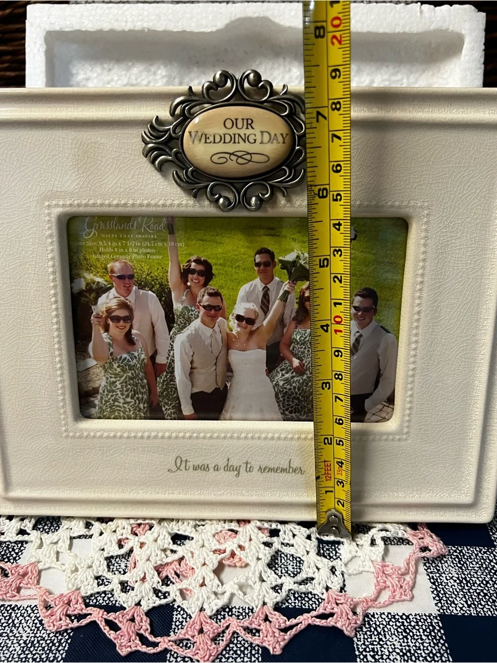 Grasslands Road Our Wedding Day Ceramic Frame - 4x6 Tabletop/Wall Decor